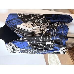 Gabrielle Union XXL Abstract Print Long Sleeve Blouse with Elastic Waistband